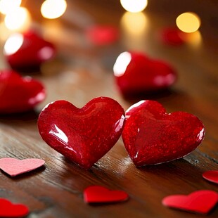 两颗红心的浪漫场景