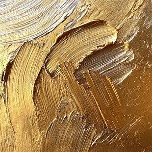 金色油画笔触纹理特写