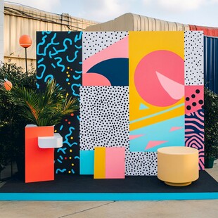 多彩几何图案创意户外布景