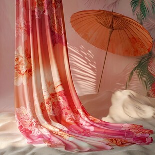 飘逸印花丝巾与古风伞韵