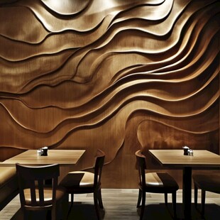 波浪纹理墙面的温馨餐厅