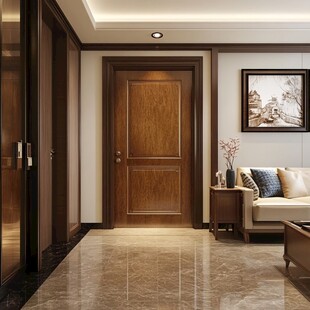 木质入户门的温馨家居一角