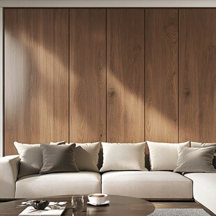 木质背景墙搭配现代沙发