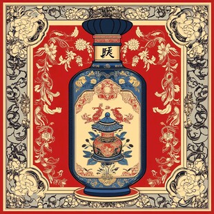 中式复古花瓶装饰图案