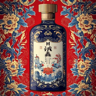 中式典雅酒瓶 传统花纹背景
