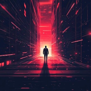 迈向未来之光的孤独行者