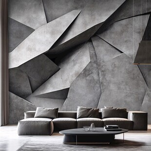 几何艺术风的现代客厅墙面
