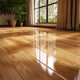 阳光洒入的木质温馨地板