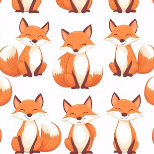 可爱狐狸无缝图案设计