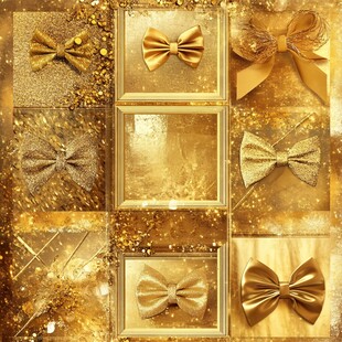 金色蝴蝶结装饰素材集合