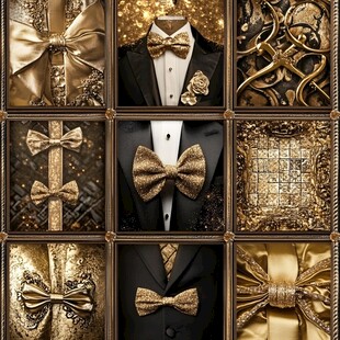 奢华金色领结与服饰配饰