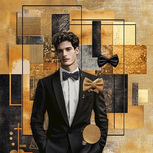 男士时尚西装与领结搭配