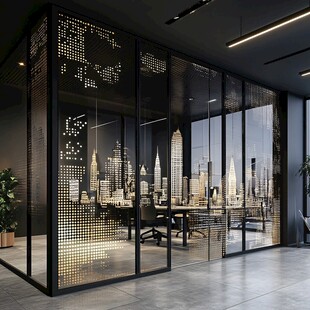 现代玻璃隔断办公室空间