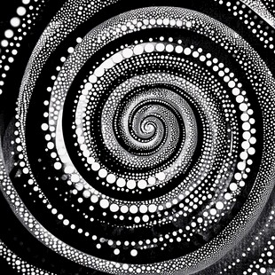 黑白点绘螺旋抽象艺术图案