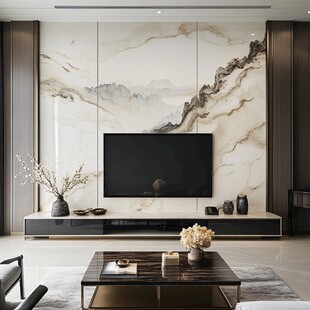 现代中式风客厅电视背景墙
