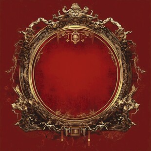 中式红金华丽圆形装饰框
