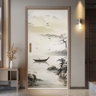 中式山水意境入户门装饰