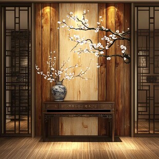 中式玄关 雅致梅花装饰景