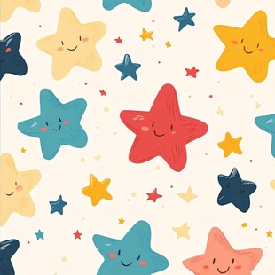 可爱笑脸星星卡通图案背景