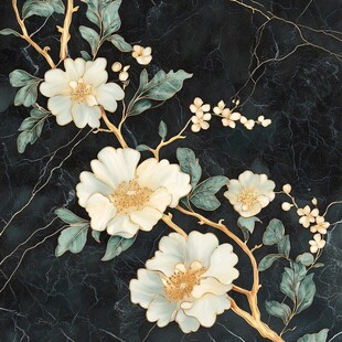 黑底花卉精美装饰图案