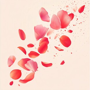 浪漫飞舞的粉色玫瑰花瓣