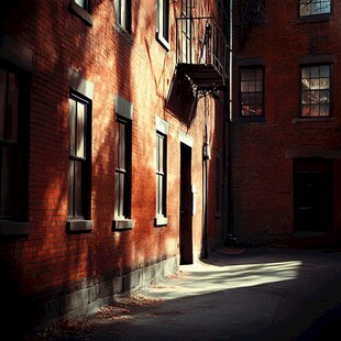 红砖小巷的光影魅力