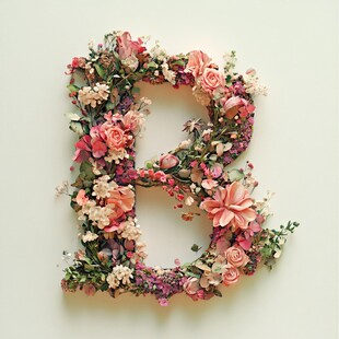 花卉字母B装饰艺术作品