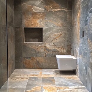 现代风大理石浴室一角