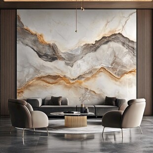 现代轻奢风客厅大理石背景墙