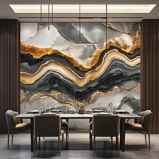 奢雅大理石纹餐厅背景墙