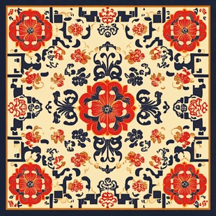 中式古典花卉几何图案纹样
