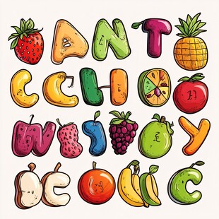 水果主题创意字母插画