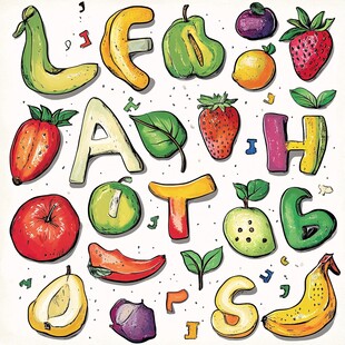 水果字母创意插画