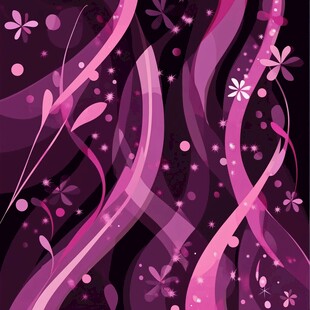 梦幻紫色花卉波浪背景图