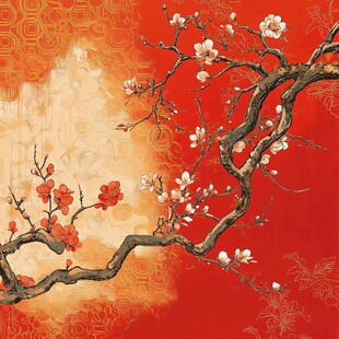 红梅迎春图