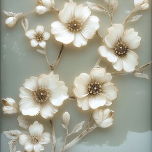 立体白花卉装饰艺术图案