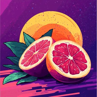 插画风格的切开西柚