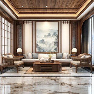 中式典雅客厅室内装饰图