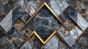 黑金大理石几何拼接图案