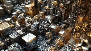 金属质感城市微缩景观