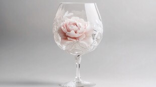 玻璃杯中盛放的娇艳粉花