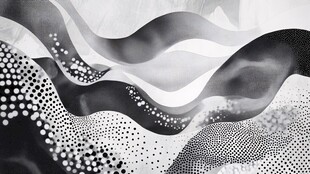 黑白波浪抽象艺术图案