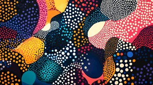 多彩波点抽象艺术图案