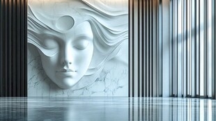 抽象人脸浮雕艺术墙面