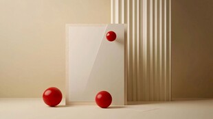 简约几何红色球体静物展示