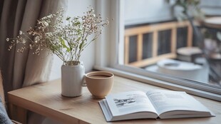 窗边静谧时光 书与花草