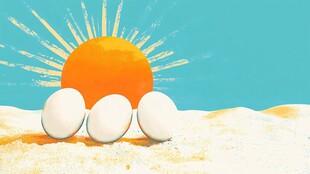 沙滩上的鸡蛋与朝阳