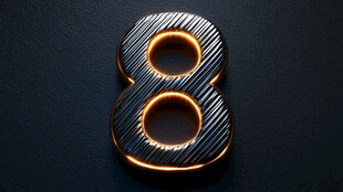 金属质感发光数字8