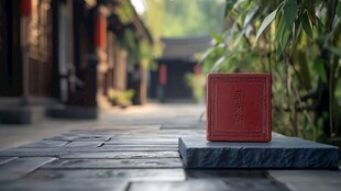 古巷中的精致红色包装盒