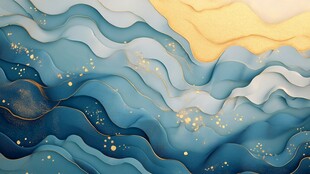 梦幻蓝黄渐变波浪纹理图